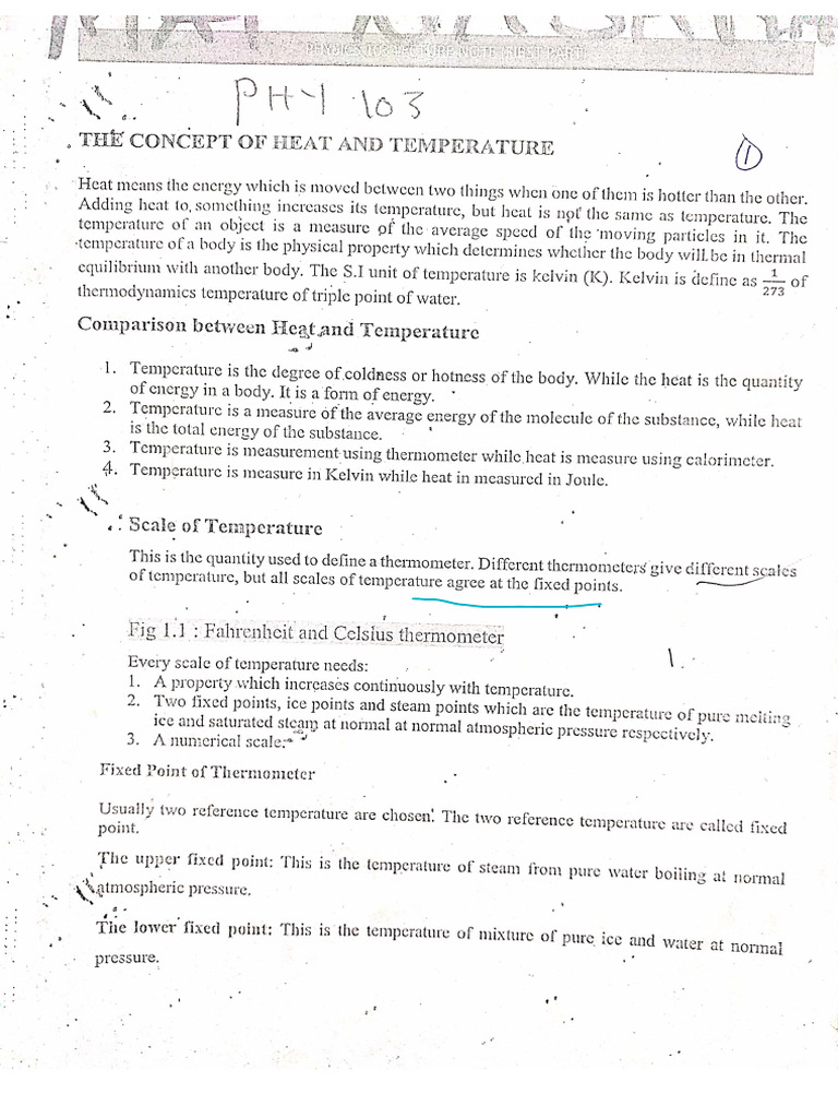 3 Phy 103 Heat & Temperature-1 | PDF