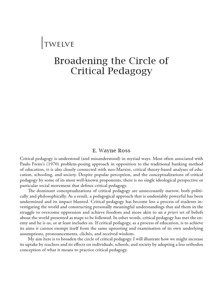Expanding Critical Pedagogy Perspectives | PDF | Pedagogy | John Dewey