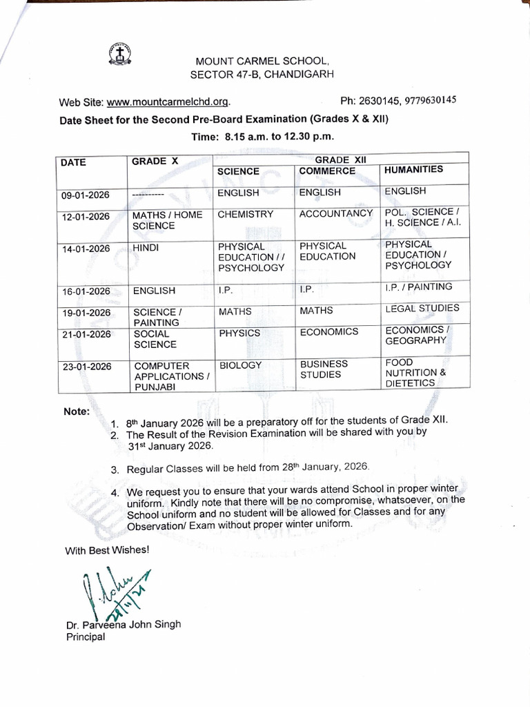 Grade X & XII Revision Examination Datesheet 2025-26 | PDF | Science