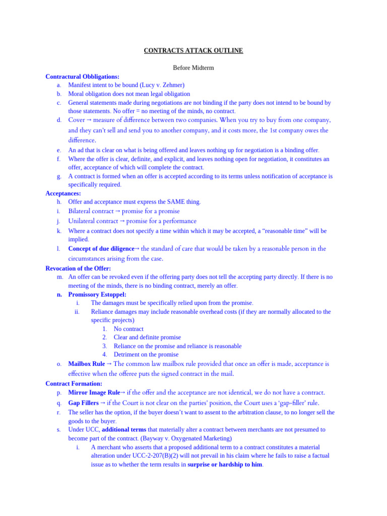 Contracts Law Overview and Key Concepts | PDF | Consideration | Offer ...