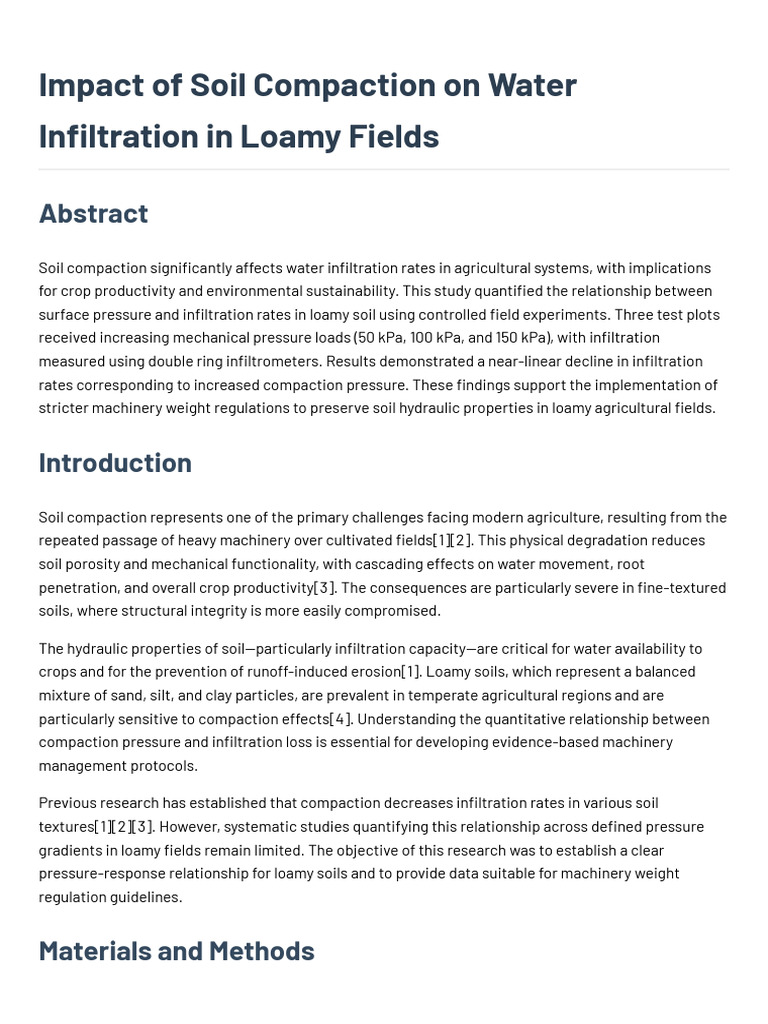 Soil Compaction Effects on Water Infiltration | PDF | Soil | Natural ...