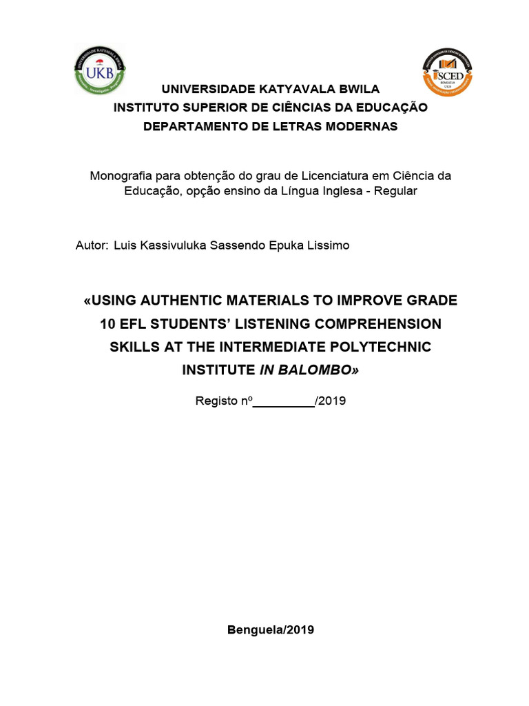 Improve EFL Listening with Authentic Materials | PDF | Second Language ...