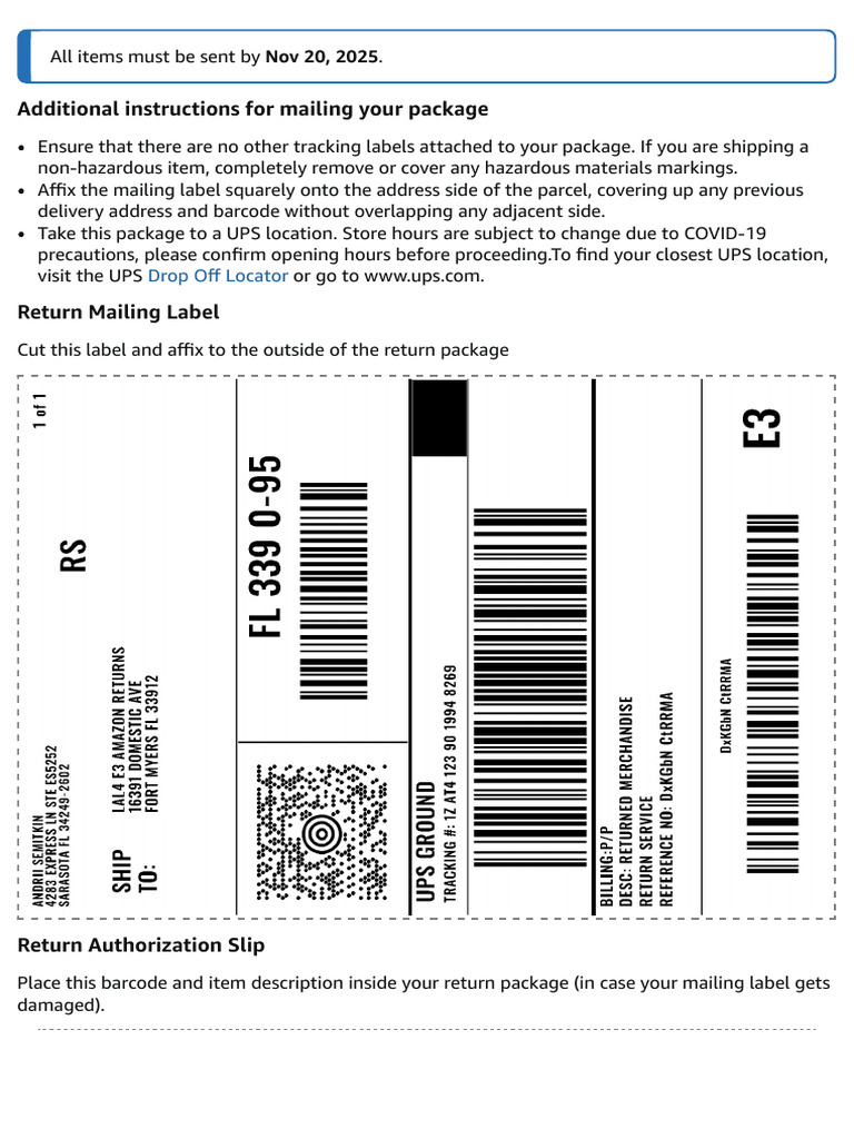 Package Mailing Instructions and Details | PDF