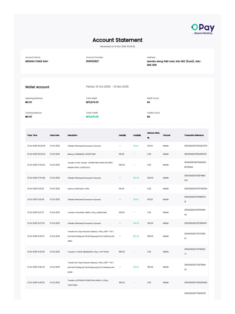 Detailed Wallet Account Statement | PDF | Financial Technology ...