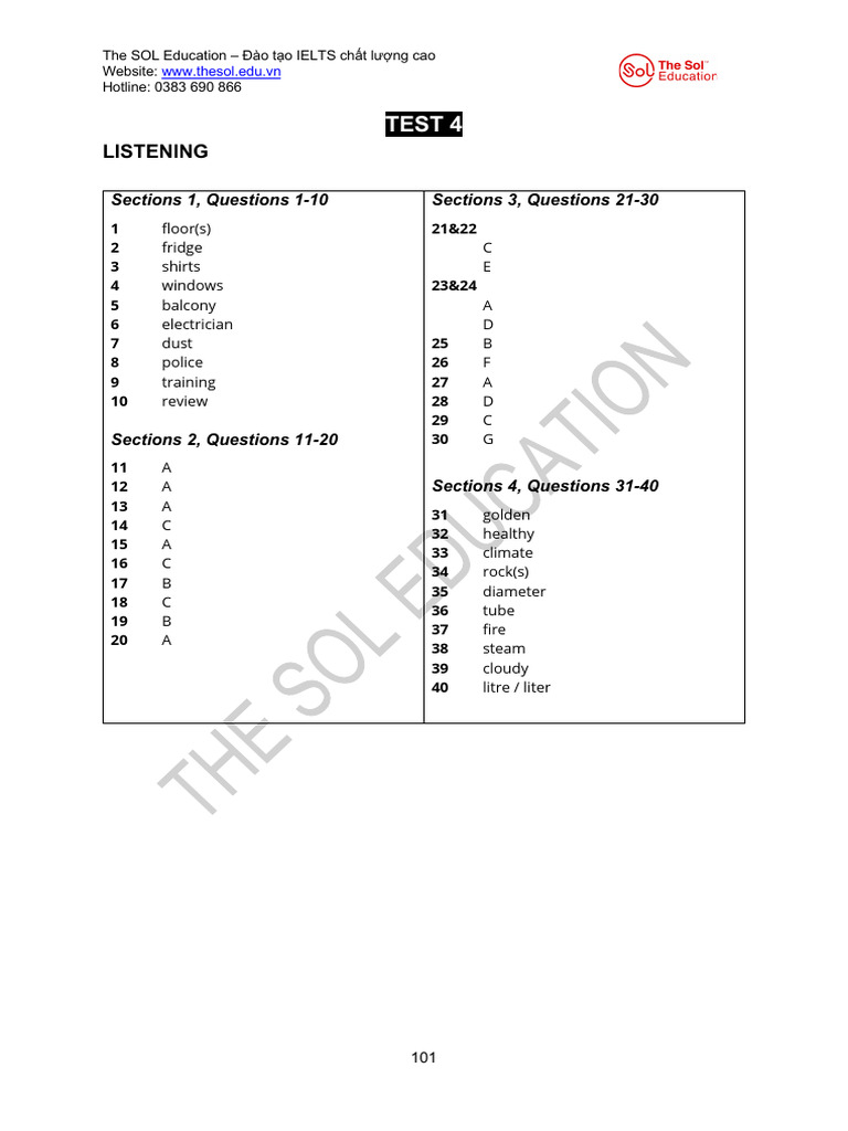 IELTS Listening and Reading Test 4 | PDF