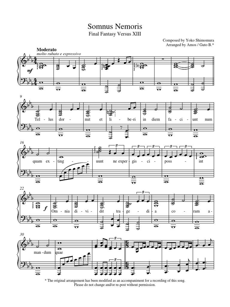 Final Fantasy Xv Somnus Piano
