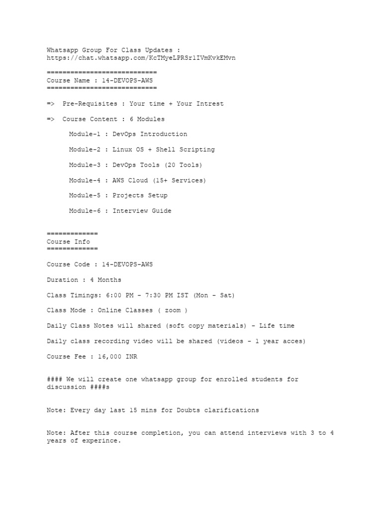 DevOps AWS Course Details and Updates | PDF | Cloud Computing | Amazon ...