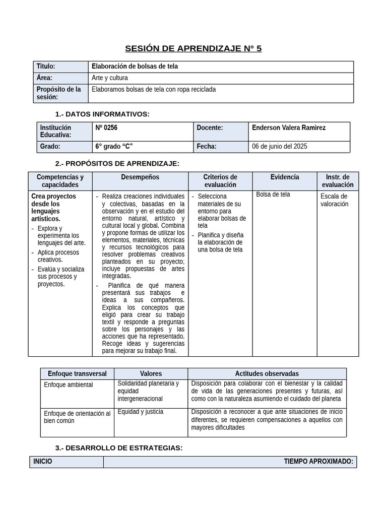 Sesiòn de Arte y Cultura 06-06-25 | PDF | Evaluación | Aprendizaje