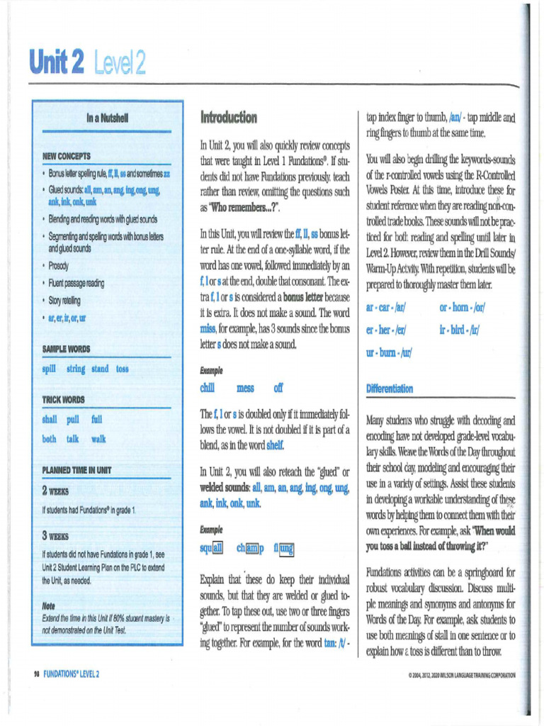 Unit 2 - Fundations | PDF