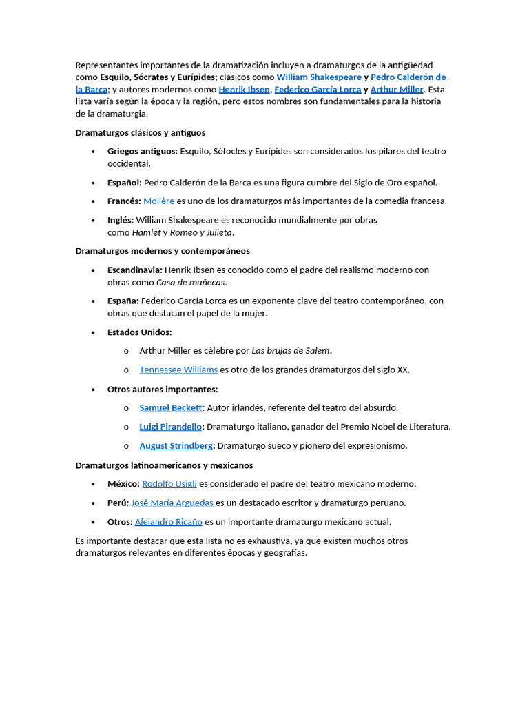 Representantes Importantes de La Dramatización Incluyen A | PDF
