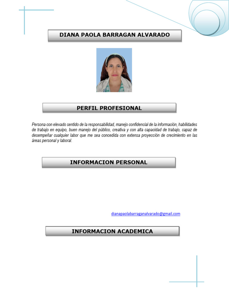 Perfil Profesional de Diana Barragán | PDF