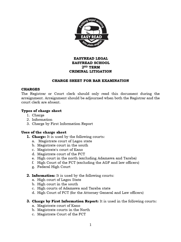 Criminal Litigation Charge Sheet Guide | PDF | Felony | Robbery