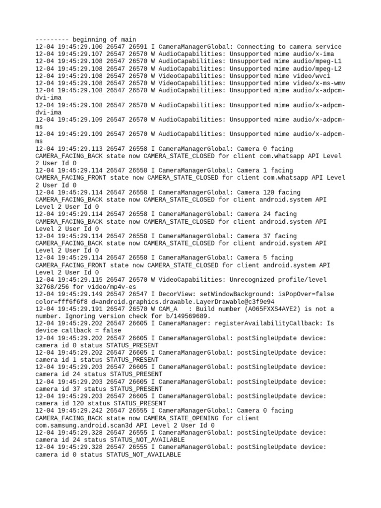Camera and Audio Capabilities Log | PDF | Software | Software Engineering