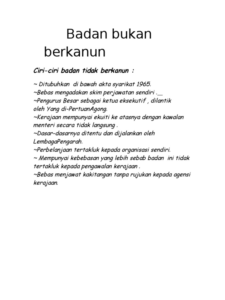 Badan Bukan Berkanun Ii
