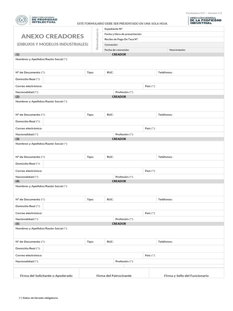 Formulario 017 para Creadores de Modelos | PDF