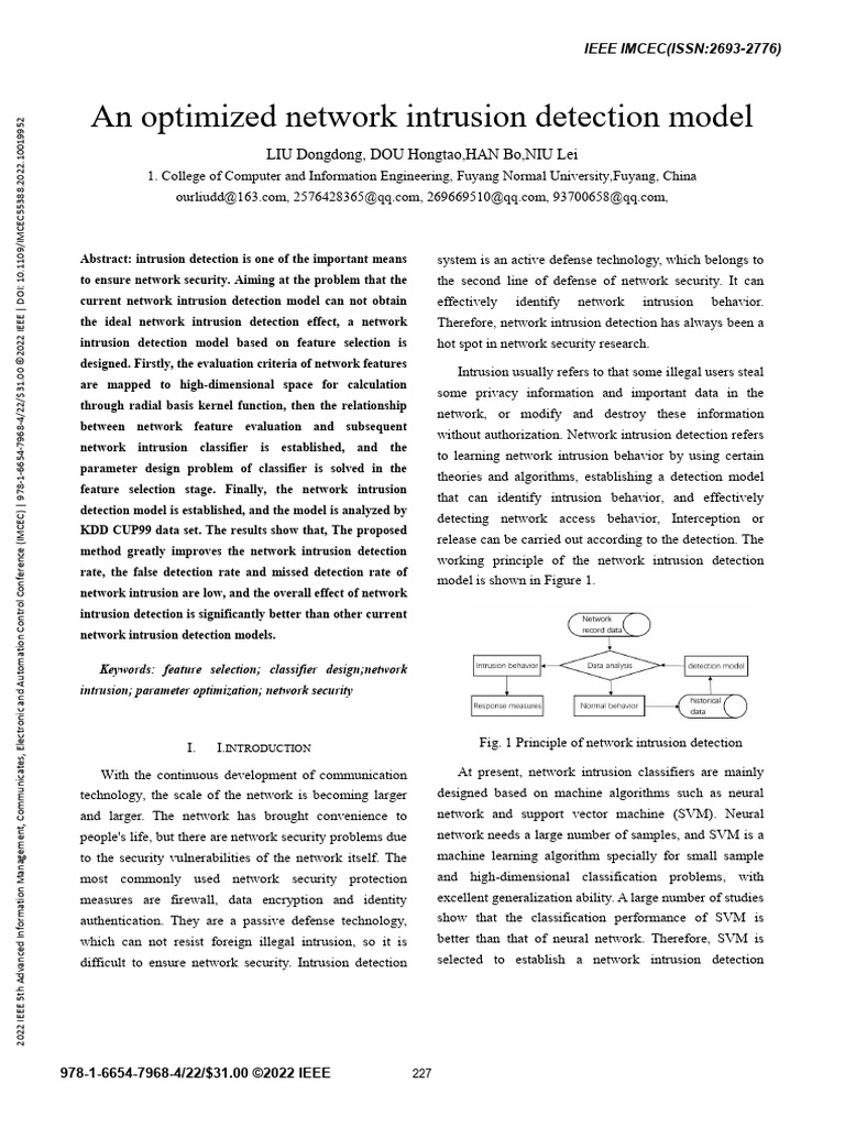 An Optimized Network Intrusion Detection Model | PDF | Support Vector ...