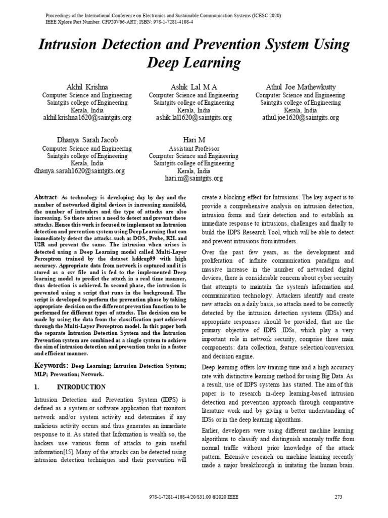 Deep Learning for Intrusion Detection | PDF | Machine Learning | Deep ...