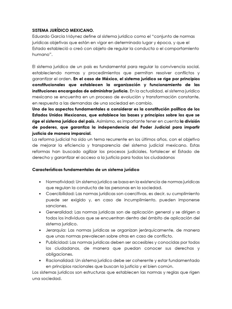 Sistema Jurídico Mexicano | PDF | Judicaturas | Justicia