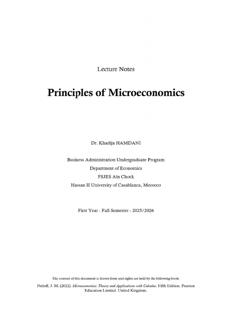 BA S1 Principles of Microeconomics Lecture Notes 1 | PDF