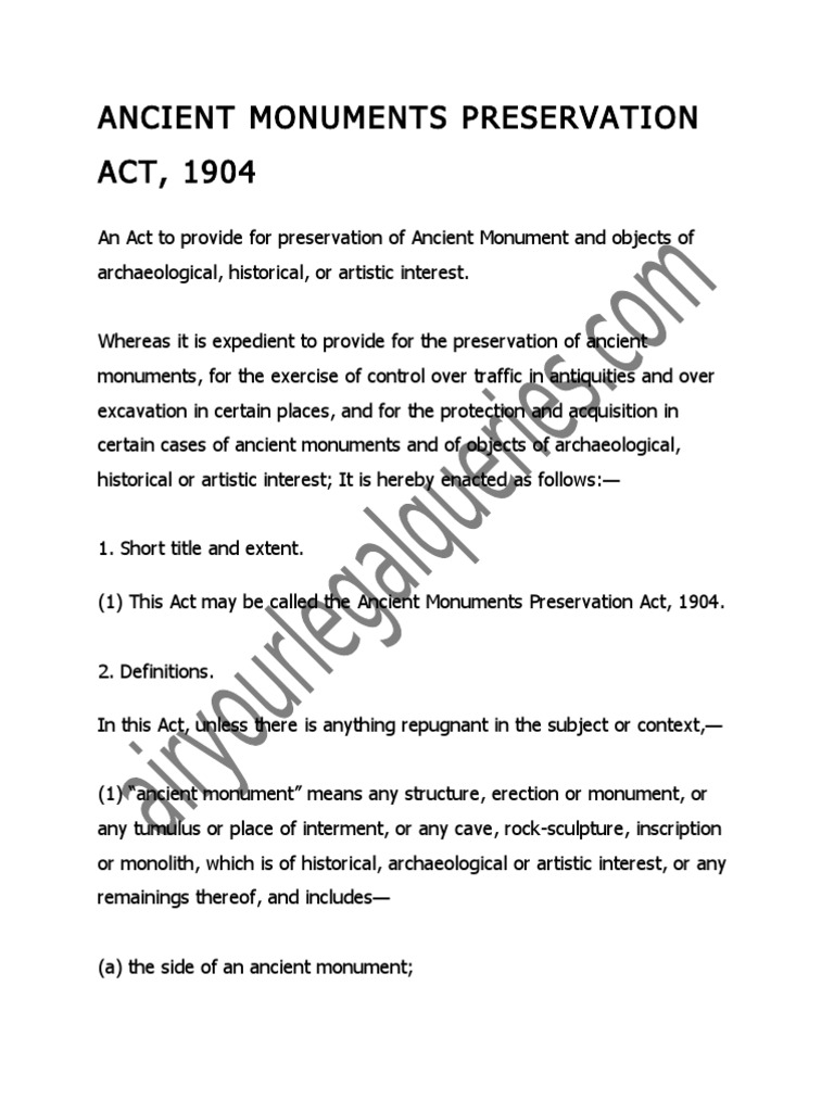Ancient Monuments Preservation Act, 1904 | PDF | License | Eminent Domain