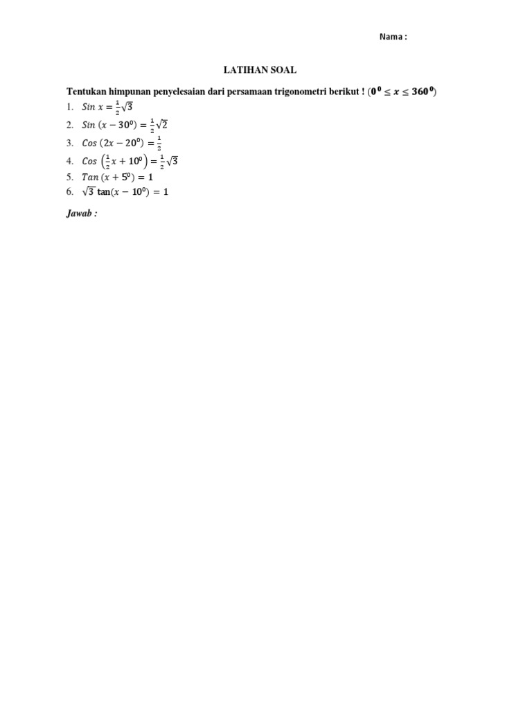 Lat Soal Per Trigonometri Dan Grafik Kelas X