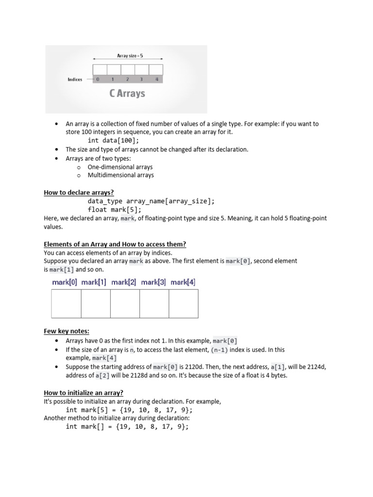 Array and Strings in C | PDF | String (Computer Science) | Integer ...