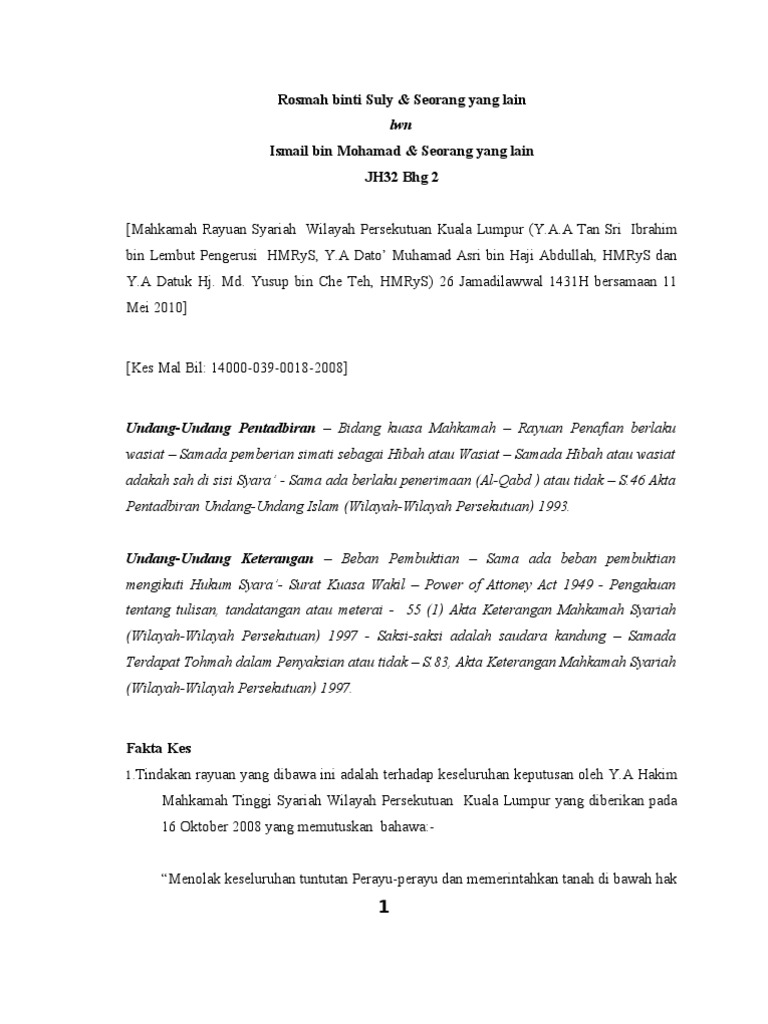 6 Rosmah Binti Suly V Ismail Mohd Isu Beban Bukti 13 Pdf