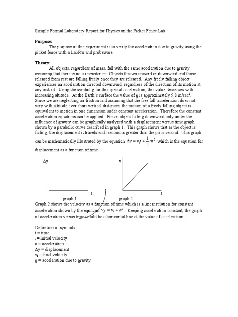Lab Report Acceleration Gravity