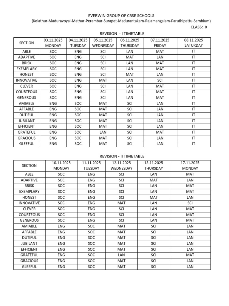 Rev X Timetable - 1 Main-2 | PDF