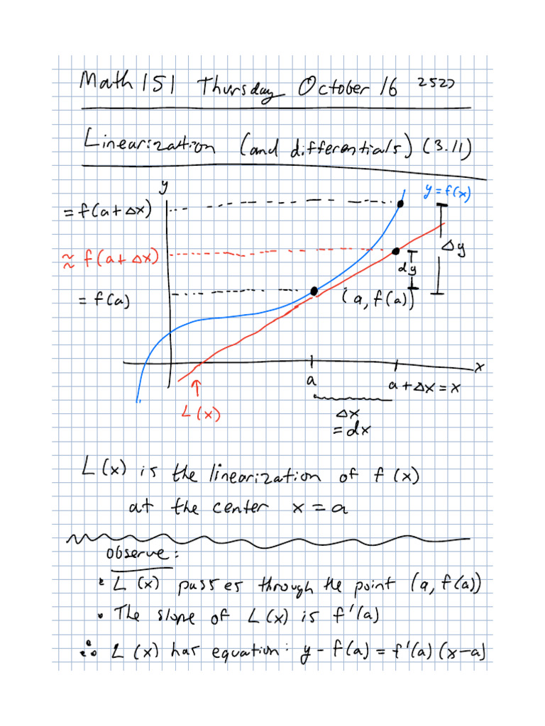Linearization and Differentials in Calculus | PDF | Applied Mathematics ...