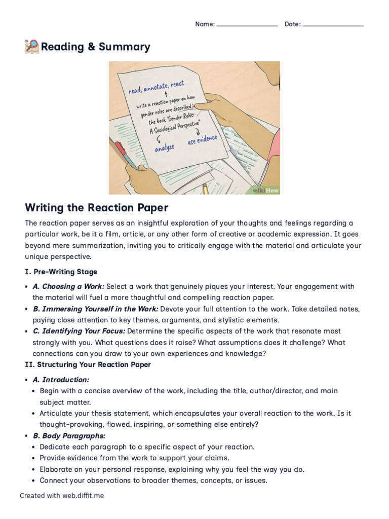 Guide to Writing Reaction Papers | PDF | Thought | Semantics