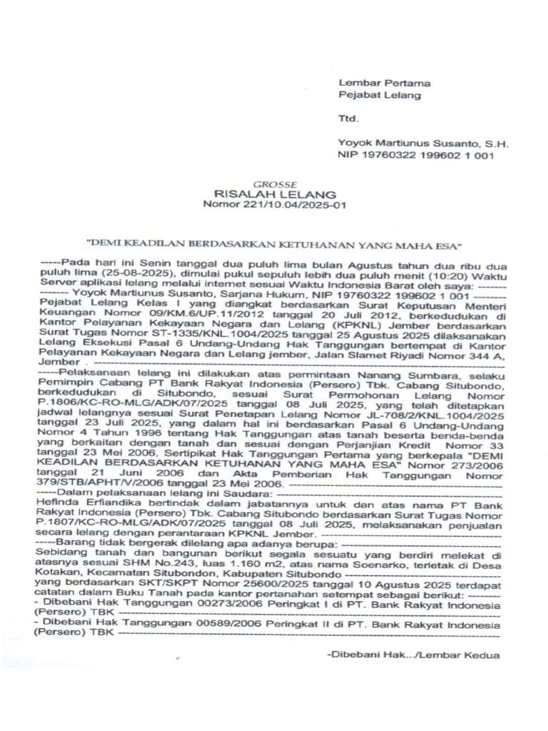 RISALAH LELANG | PDF