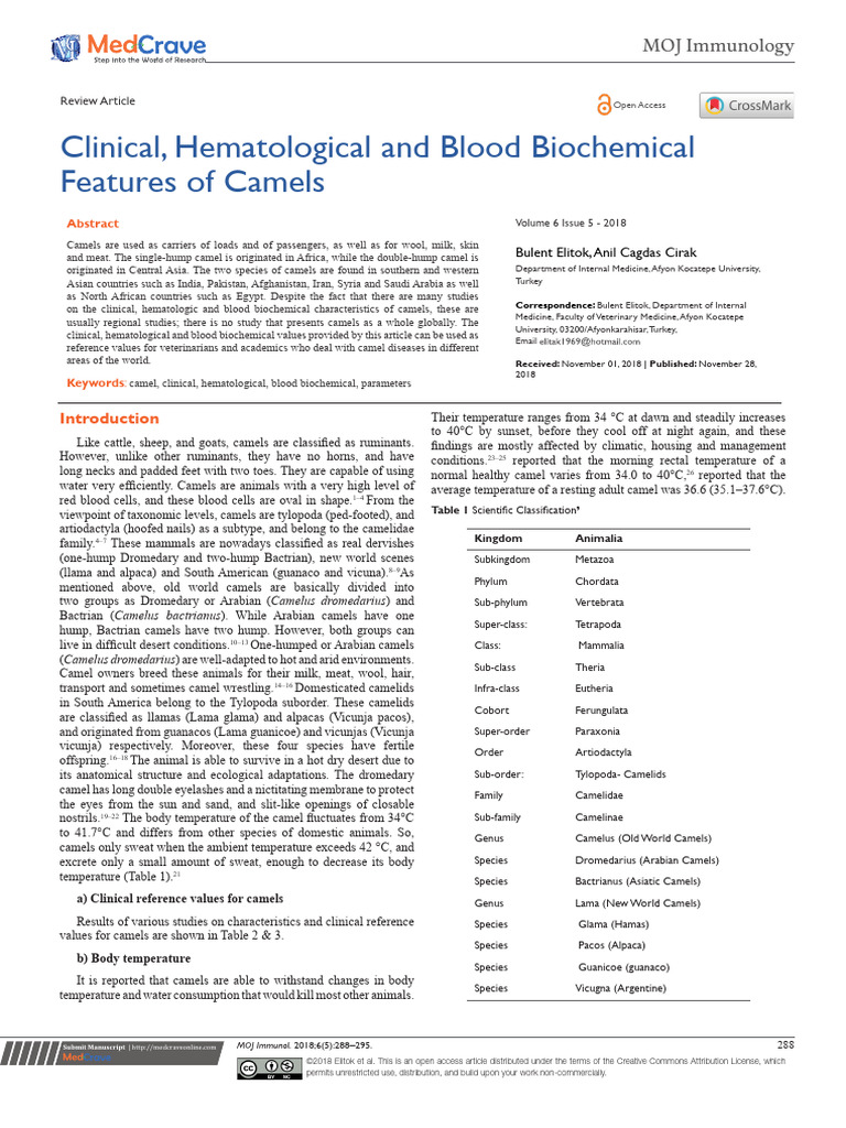 Clinical Features of Camels Explained | PDF | Camel | White Blood Cell