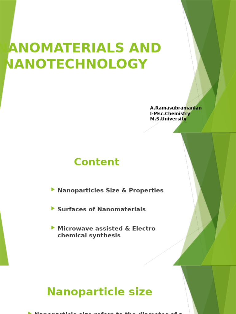 Nanoparticle Properties and Synthesis Methods | PDF | Nanotechnology ...