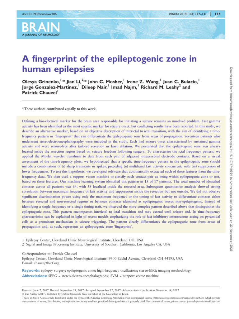 Identifying Epileptogenic Zone Fingerprint | PDF | Frontal Lobe | Epilepsy