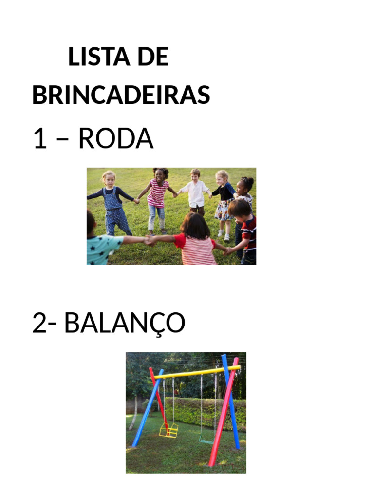 Lista de Brincadeiras Pré | PDF