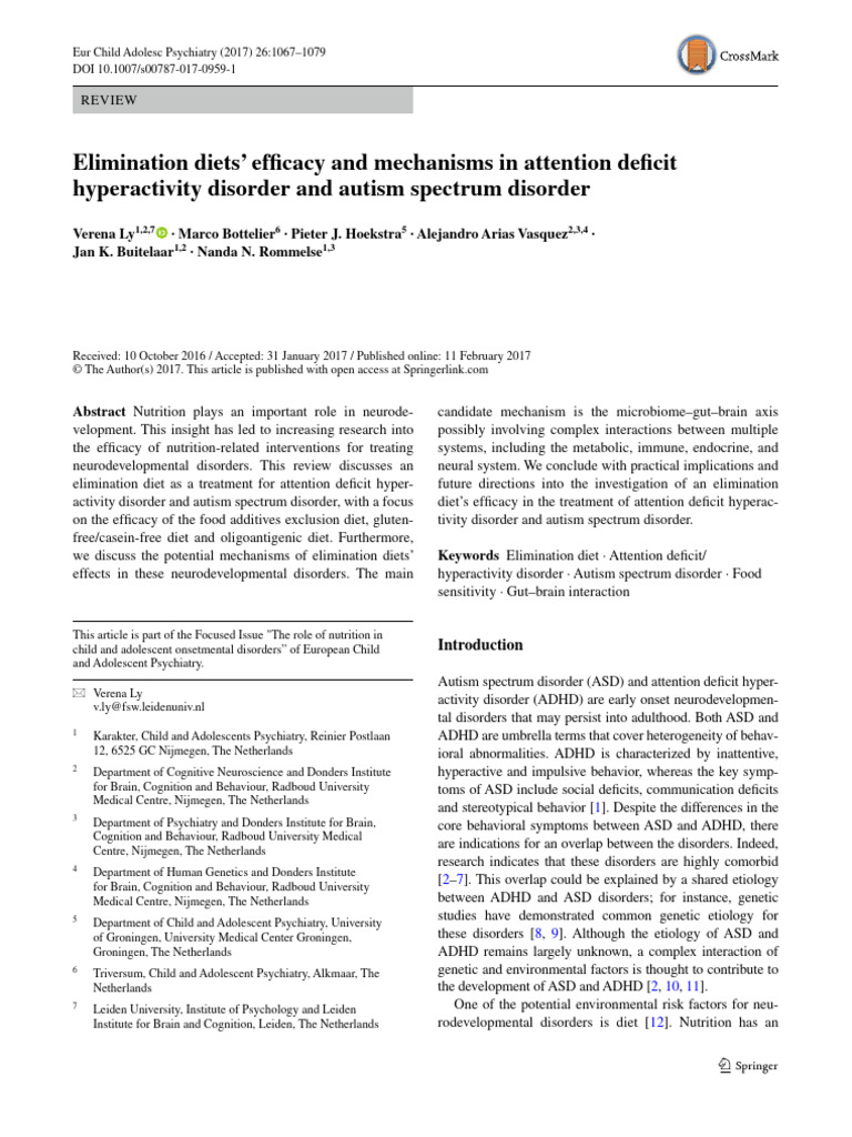 Efficacy of Elimination Diets in ADHD and ASD | PDF | Attention Deficit ...