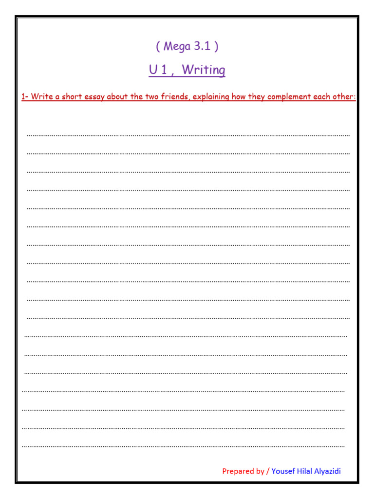 Mega 3.1 U 1 (Writing) | PDF