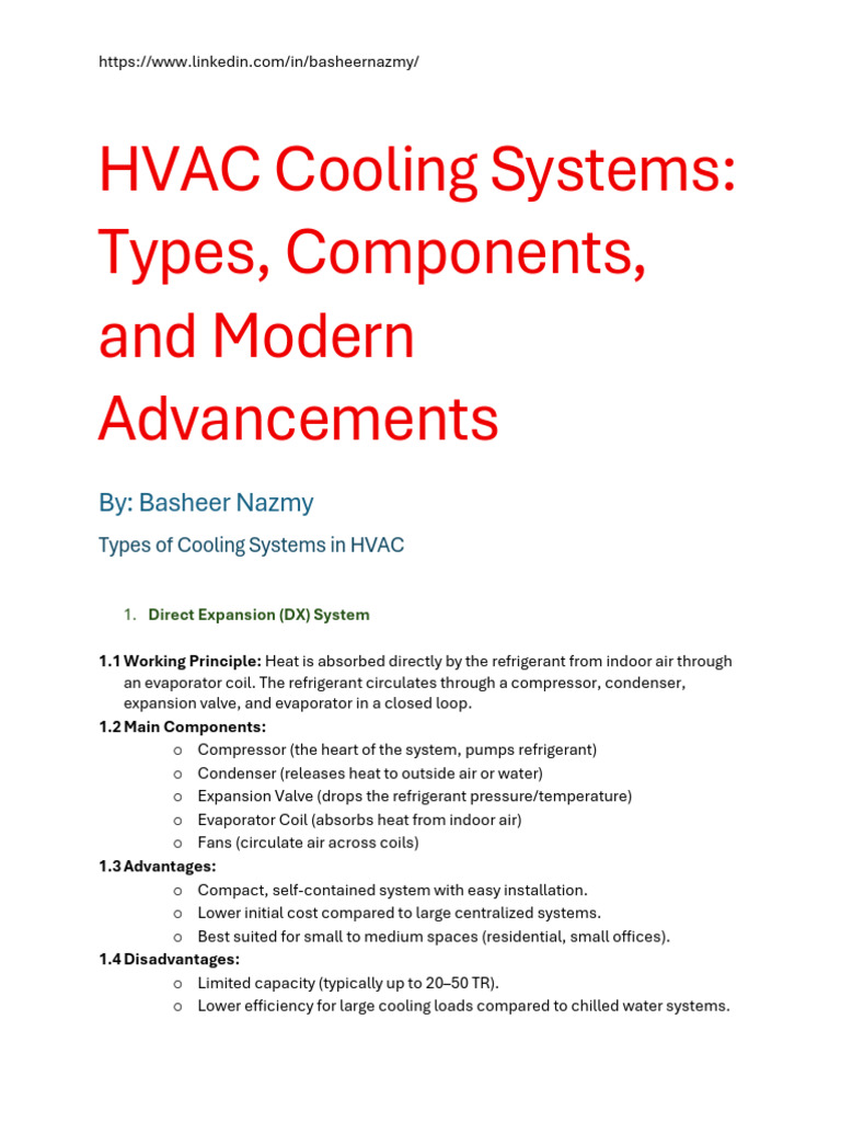 HVAC Cooling Systems - Overview | PDF | Air Conditioning | Humidity