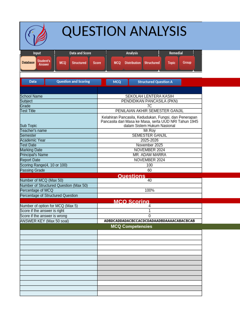 PKN Semester 1 Assessment 7C 2025 | PDF | Multiple Choice | Methodology