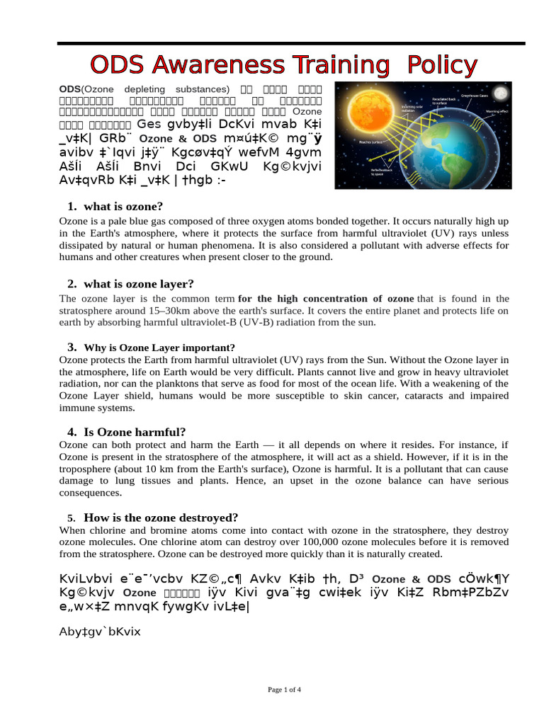 ODS & OZONE Awareness Training Register | PDF | Ozone | Ultraviolet