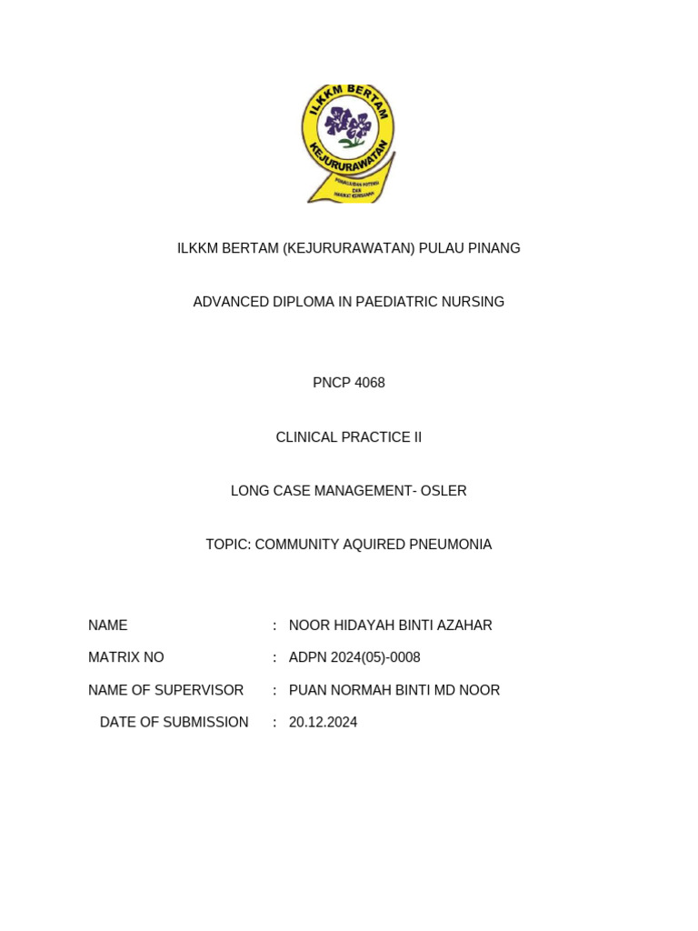 Community Acquired Pneumonia Case Study | PDF