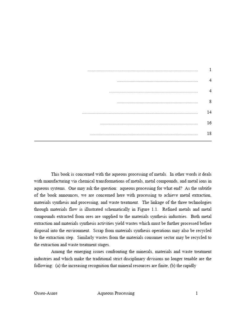 Aqueous Processing of Metals Overview | PDF | Metals | Lithium