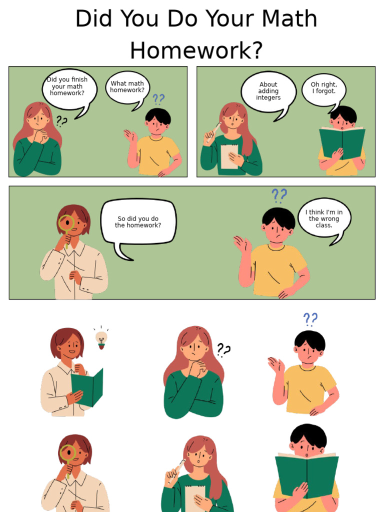 Green and Yellow Simple Math Homework Comic Strip | PDF