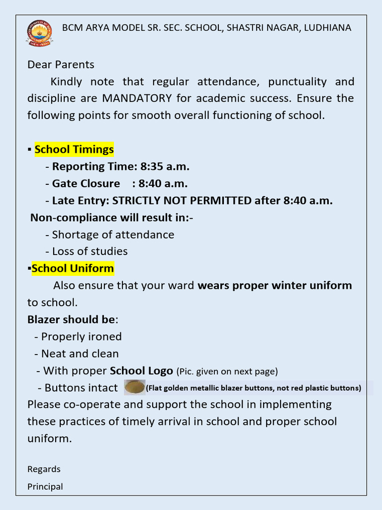 School Attendance and Uniform Guidelines | PDF