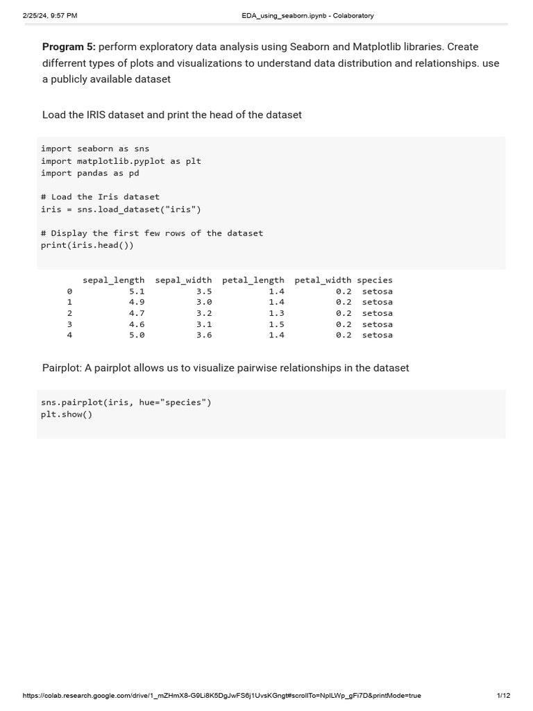 EDA with Seaborn on Iris Dataset | PDF | Scatter Plot | Data Analysis
