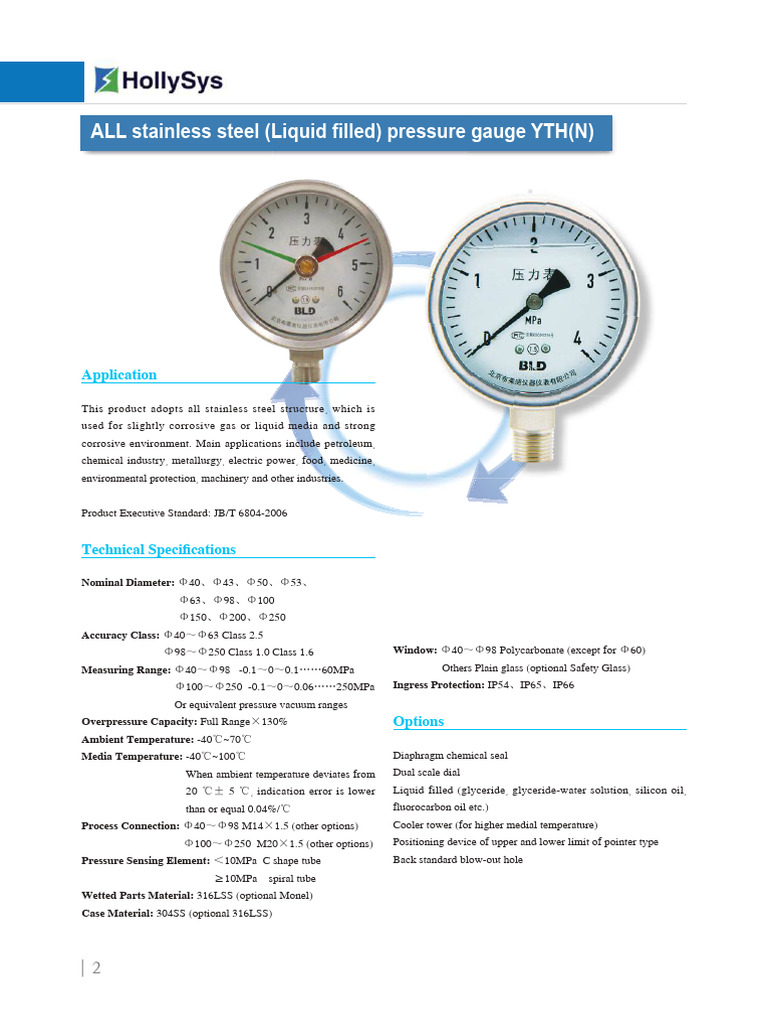 Stainless Steel Liquid Filled Pressure Gauge | PDF | Pressure ...