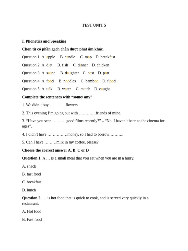 TEST UNIT 5 | PDF