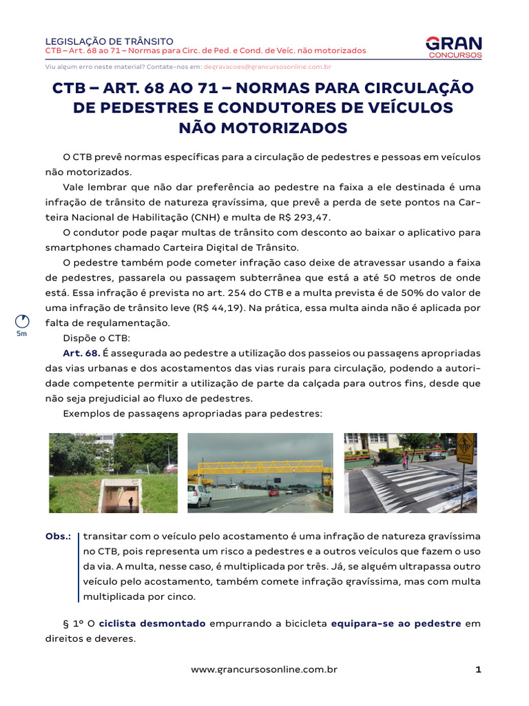 Normas de Circulação de Pedestres e Ciclistas | PDF | Tráfego | Semáforo