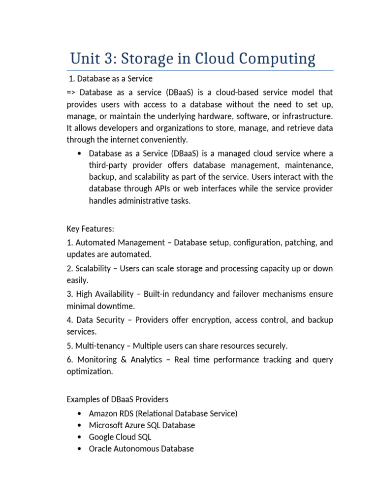 Cloud Storage Models and DBaaS Explained | PDF | Cloud Computing ...